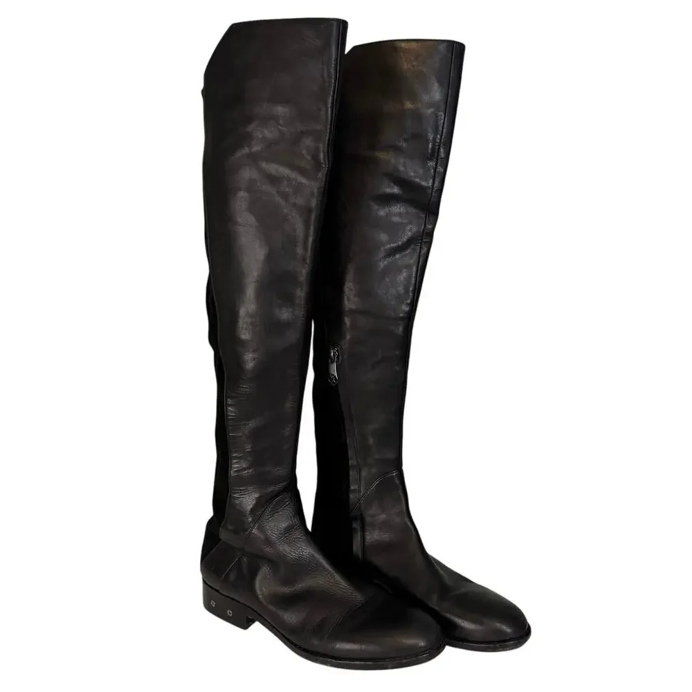 Carolinna Espinosa Womens 8.5M Black Corbin Leather & Suede Over The Knee Boots - Picture 1 of 13